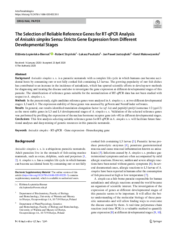 (PDF) The Selection of Reliable Reference Genes for RT-qPCR Analysis of ...