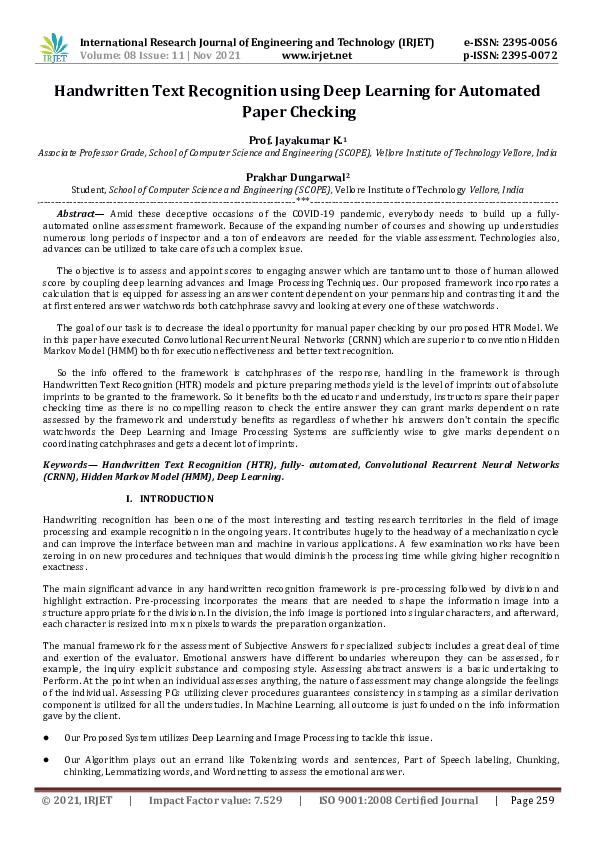 (PDF) IRJET- Handwritten Text Recognition using Deep Learning for ...