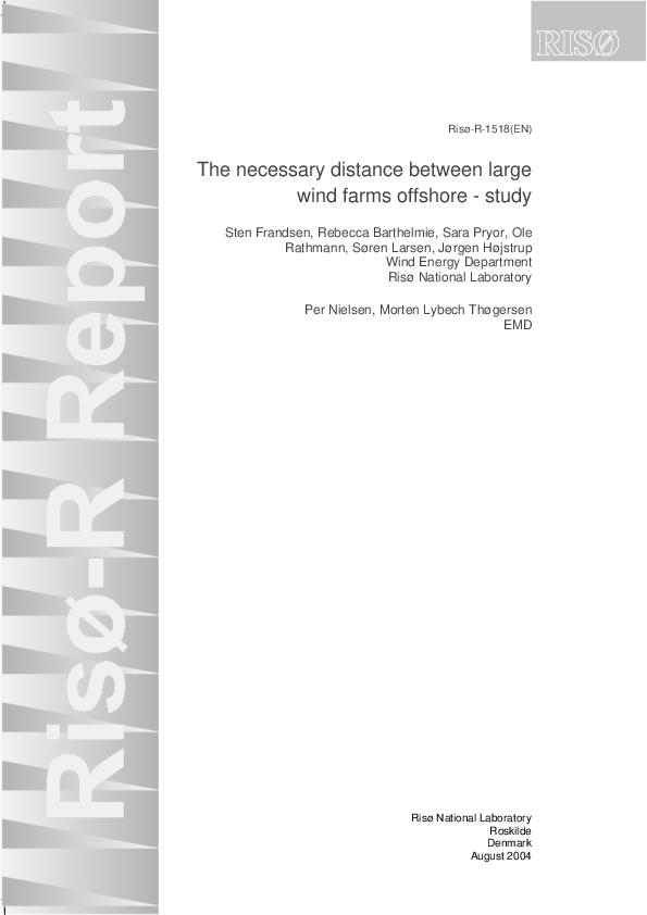 (PDF) The necessary distance between large wind farms offshore - study