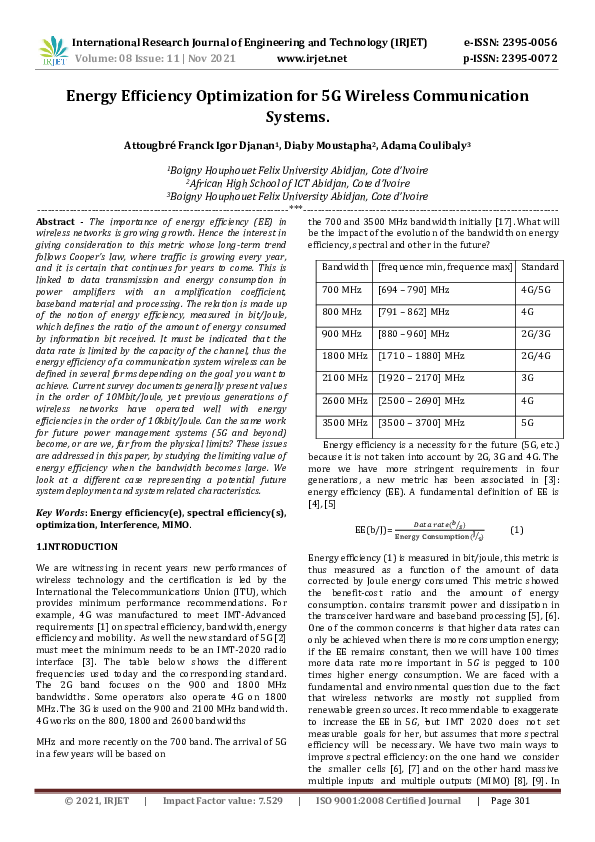 (PDF) IRJET- Energy Efficiency Optimization for 5G Wireless ...