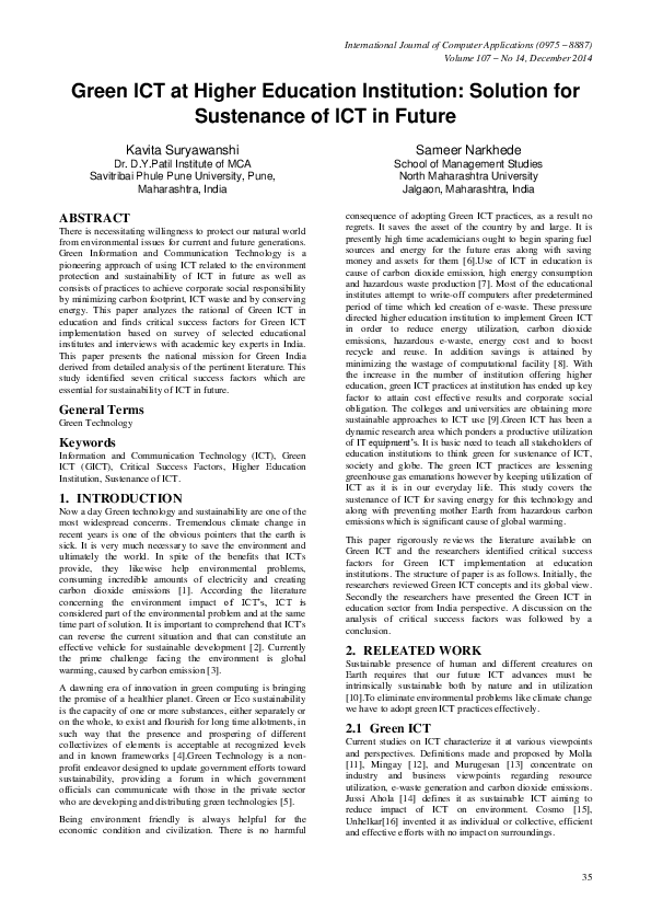 (PDF) Green ICT Strategies for Sustainable Education