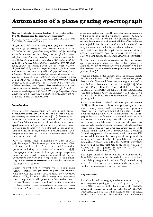 (PDF) Automation of plane grating spectrograph