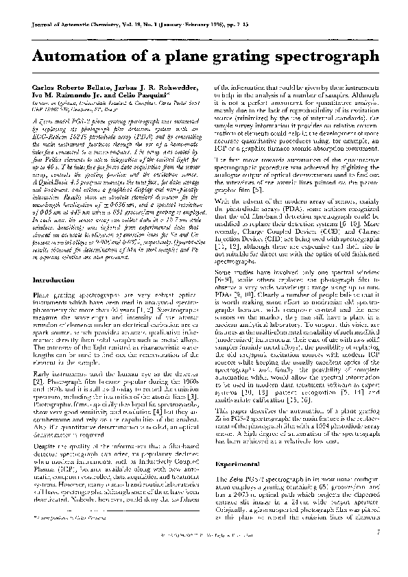 (PDF) Automation of a plane grating spectrograph