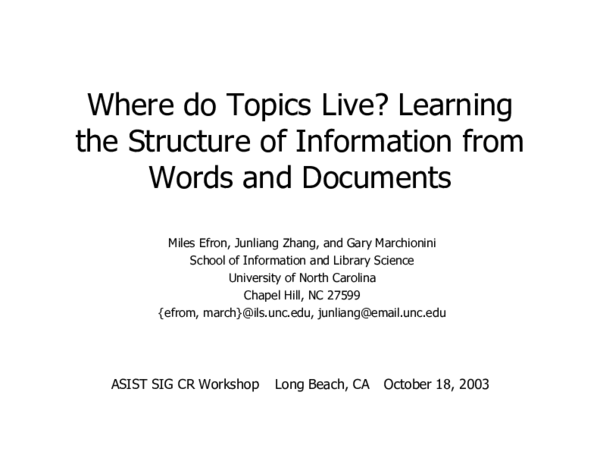 (PDF) Where do Topics Live? Learning the Structure of Information from ...