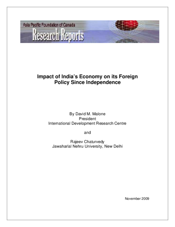 (PDF) Impact of India's Economy on its Foreign Policy Since Independence