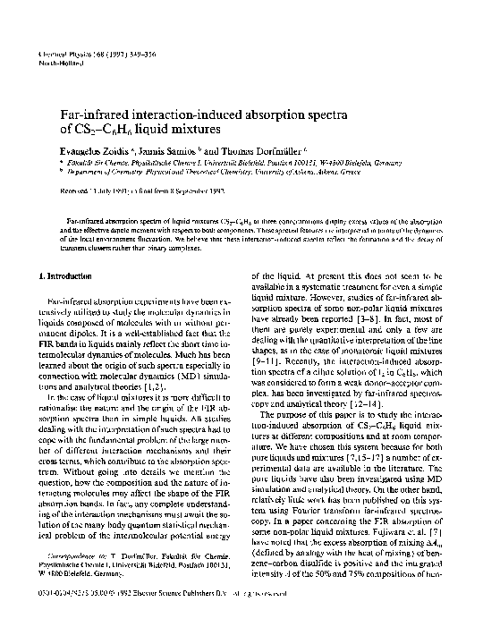 (PDF) Far-infrared interaction-induced absorption spectra of CS2 C6H6 ...