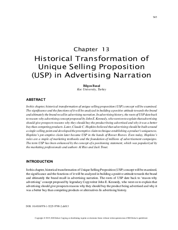 (PDF) Historical Transformation of Unique Selling Proposition (USP) in ...
