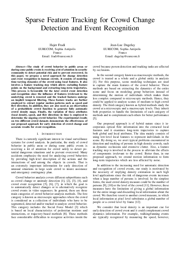 (PDF) Sparse Feature Tracking for Crowd Change Detection and Event ...