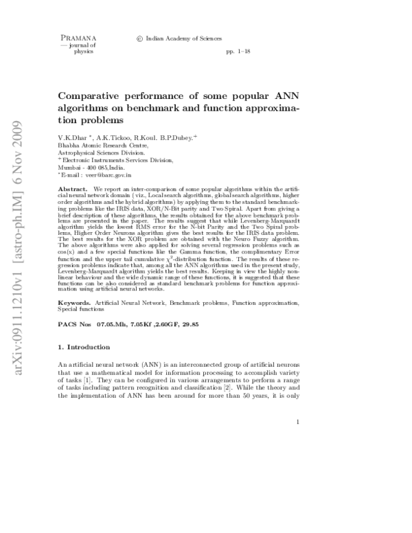 (PDF) Comparative performance of some popular artificial neural network ...