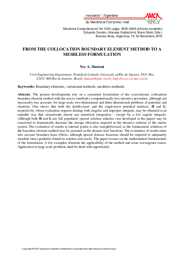 (PDF) From the Collocation Boundary Element Method to a Meshless ...