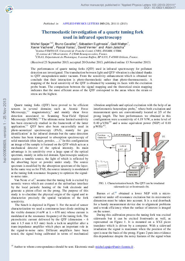 (PDF) Thermoelastic investigation of a quartz tuning fork used in ...
