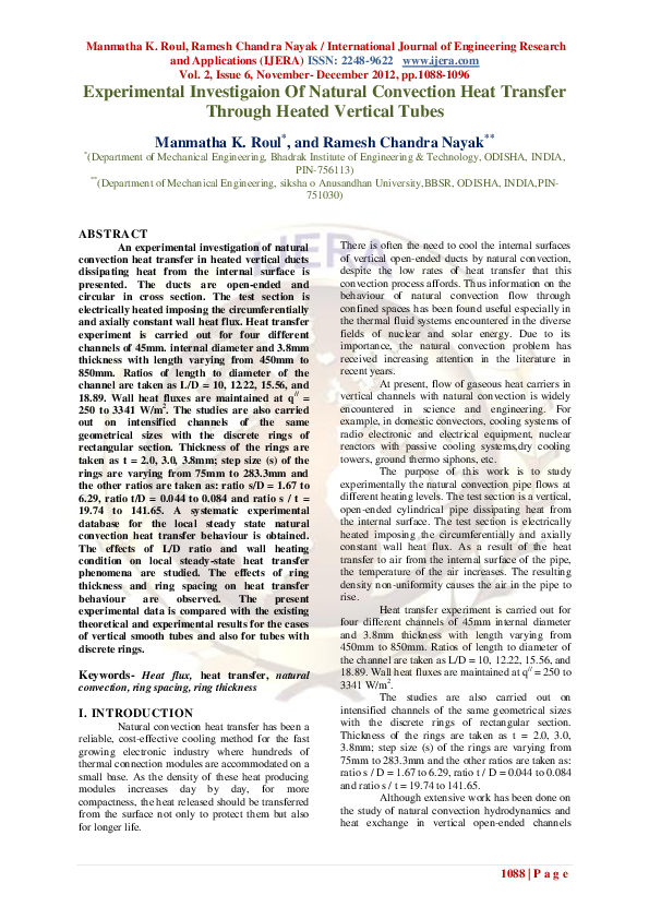 (PDF) Experimental Investigaion Of Natural Convection Heat Transfer ...