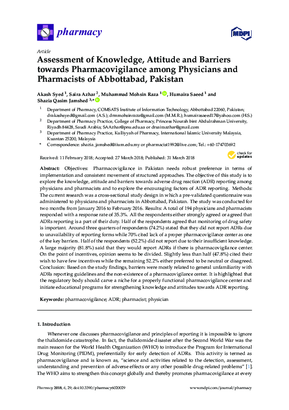 (PDF) Assessment of Knowledge, Attitude and Barriers towards ...