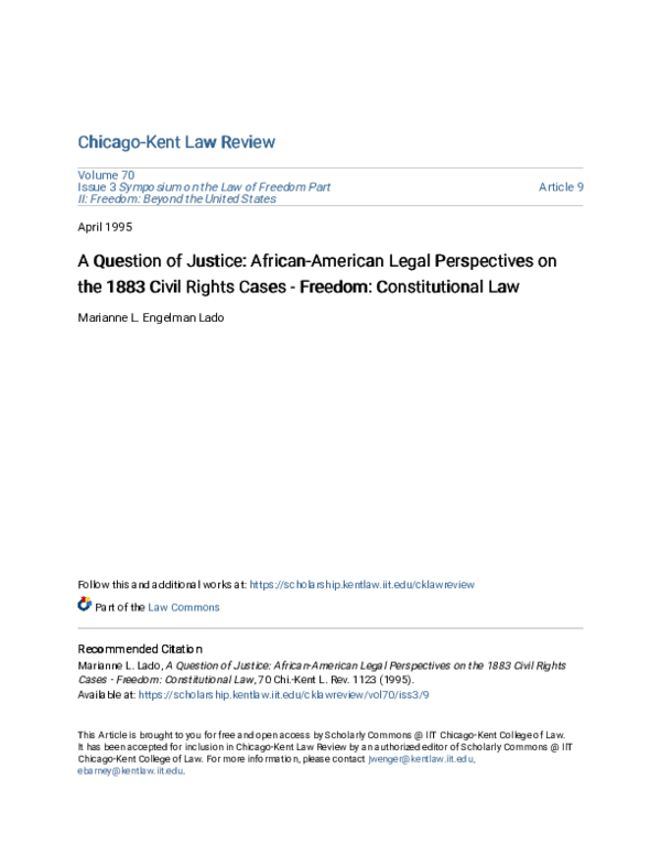 (PDF) A Question of Justice: African-American Legal Perspectives on the ...