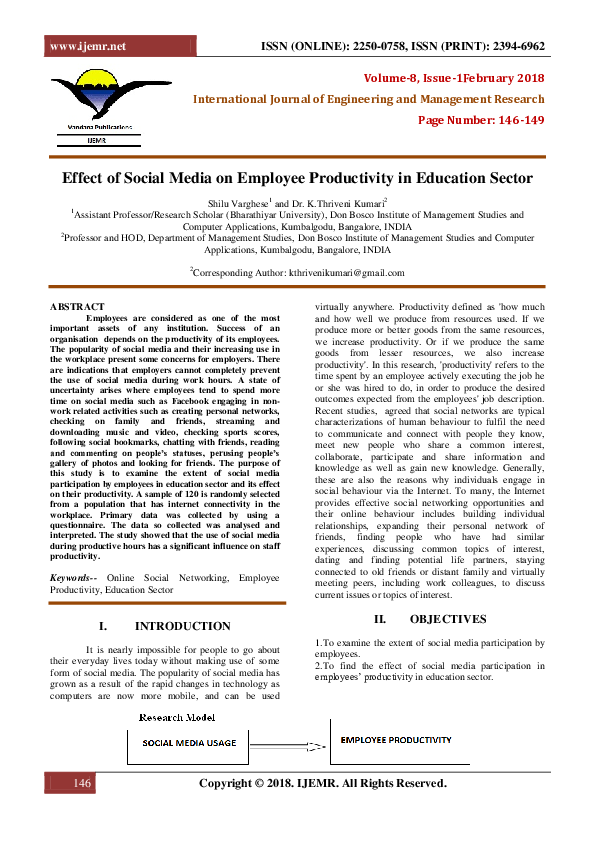 (PDF) Effect of Social Media on Employee Productivity in Education Sector