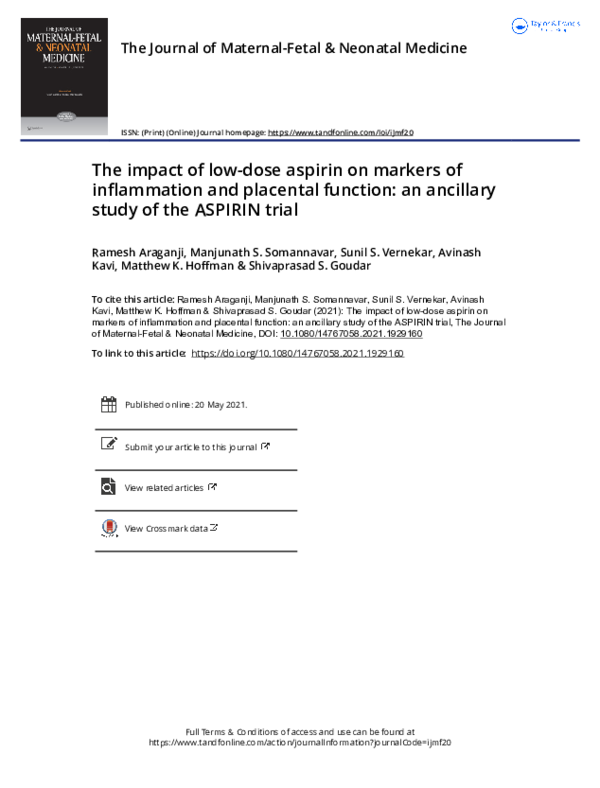(PDF) The impact of low-dose aspirin on markers of inflammation and ...