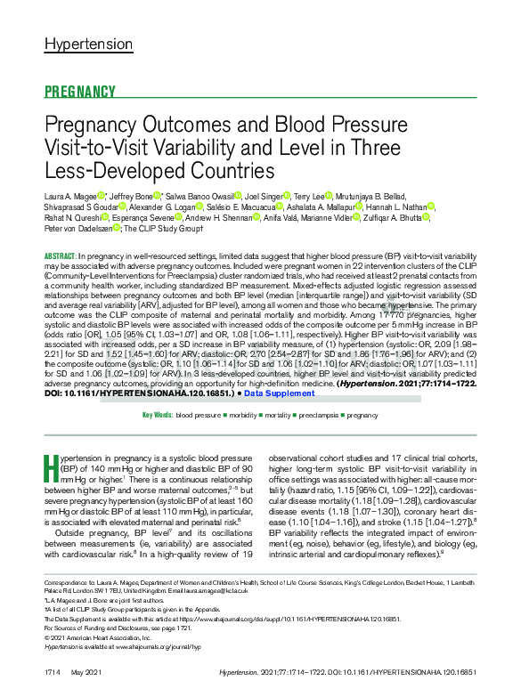 (PDF) Pregnancy Outcomes and Blood Pressure Visit-to-Visit Variability ...