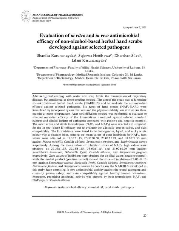 (PDF) Evaluation of in vitro and in vivo antimicrobial efficacy of non ...