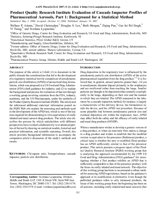 (PDF) Product quality research institute evaluation of cascade impactor ...