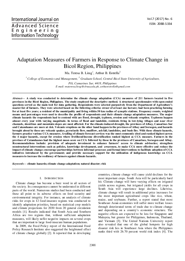 (PDF) Adaptation Measures of Farmers in Response to Climate Change in ...