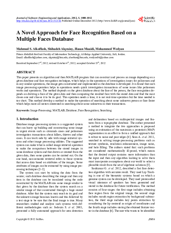 (PDF) A Novel Approach for Face Recognition Based on a Multiple Faces ...