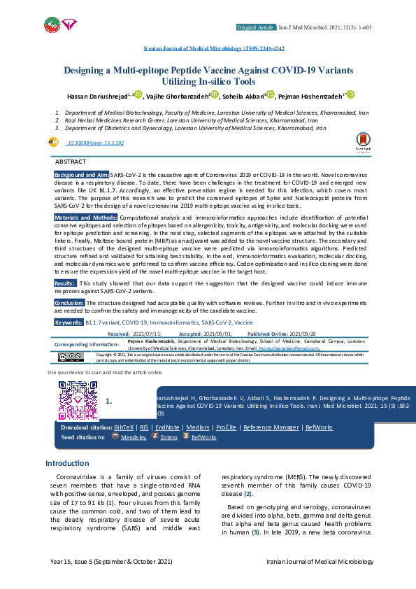 (DOC) Designing a Multi-epitope Peptide Vaccine Against COVID-19 ...