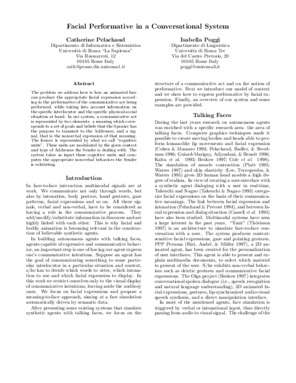 (PDF) Facial performative in a conversational system