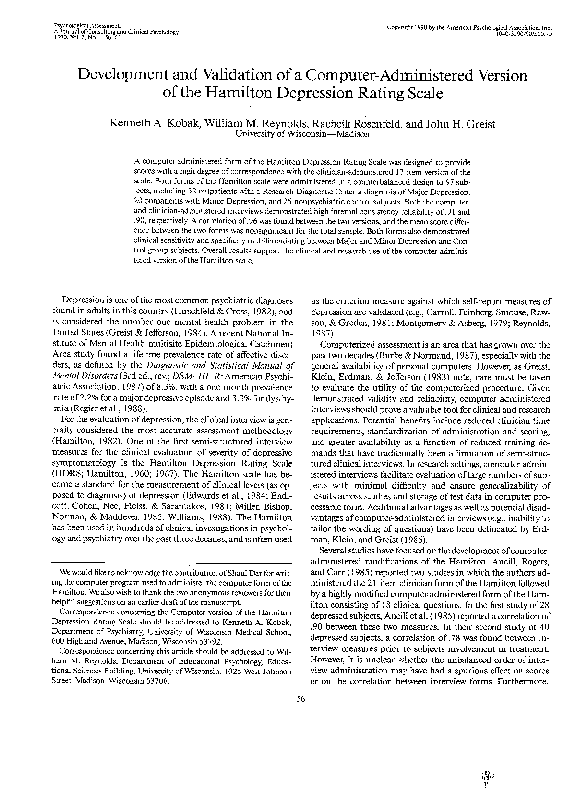 (PDF) Development and validation of a computer-administered version of ...