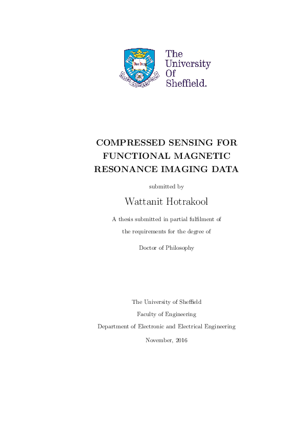(PDF) Compressed sensing for functional magnetic resonance imaging data
