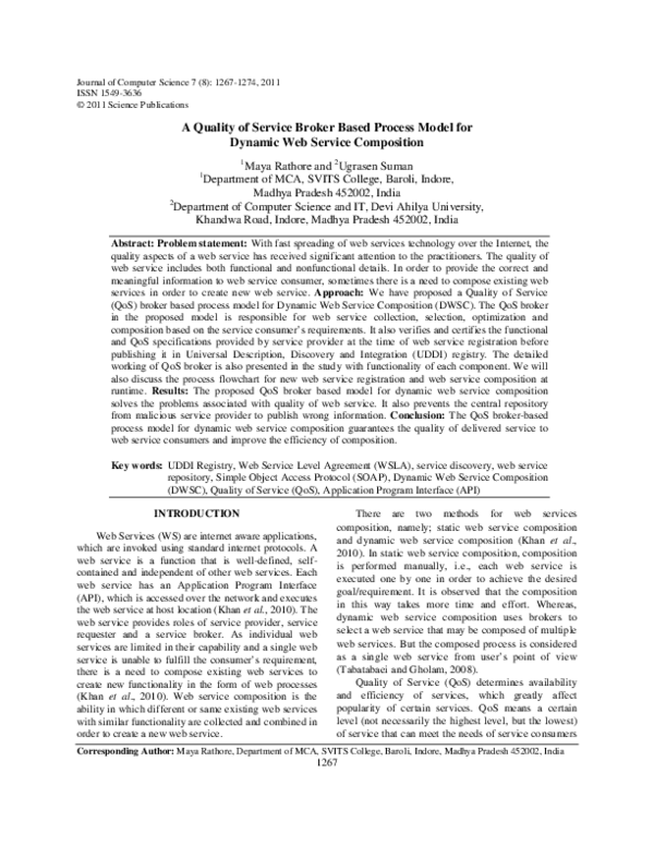 (PDF) A Quality of Service Broker Based Process Model for Dynamic Web ...