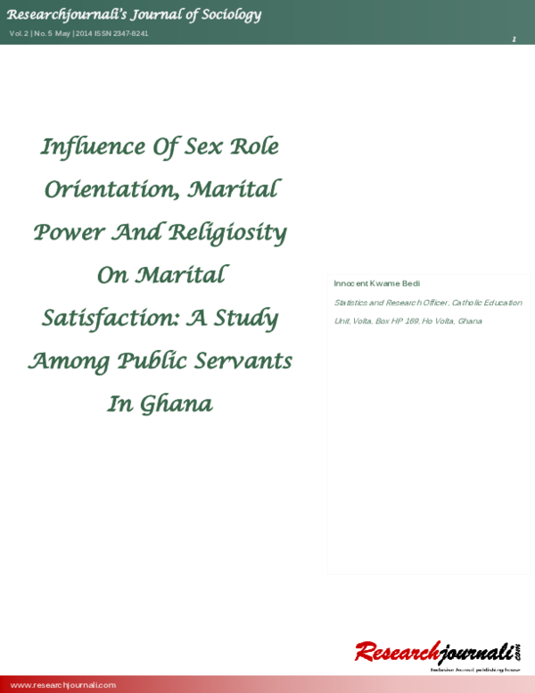 (PDF) Influence Of Sex Role Orientation, Marital Power And Religiosity ...