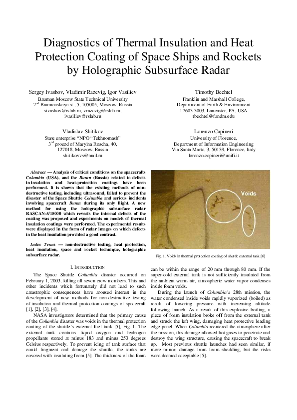 (PDF) Diagnostics of thermal insulation and heat protection coating of ...