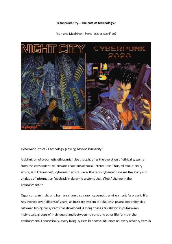 (PDF) Transhumanity limits of technology combination