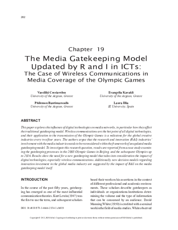 (PDF) The Media Gatekeeping Model Updated by R and I in ICTs