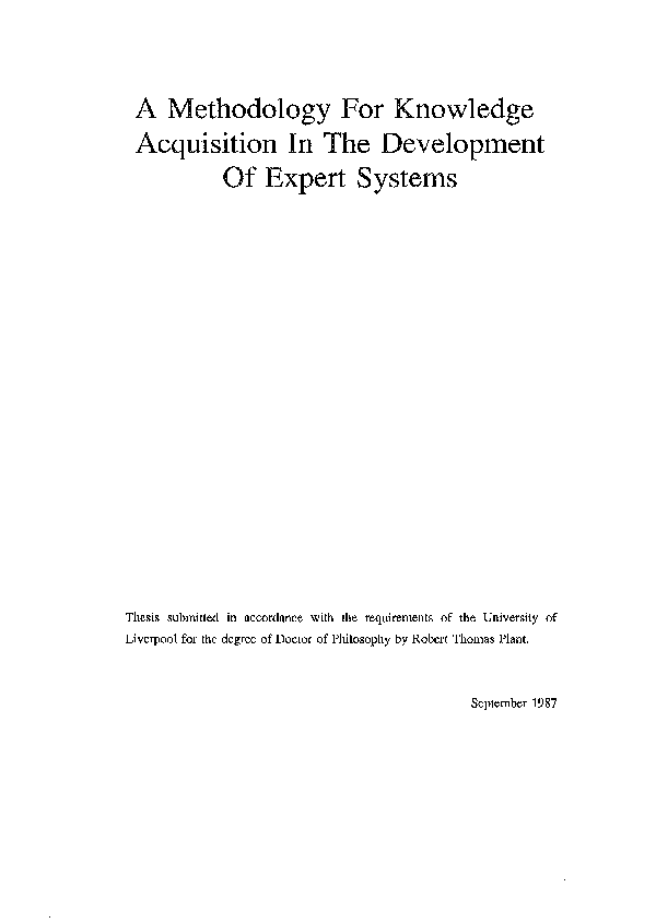 (PDF) A methodology for knowledge acquisition in the development of ...