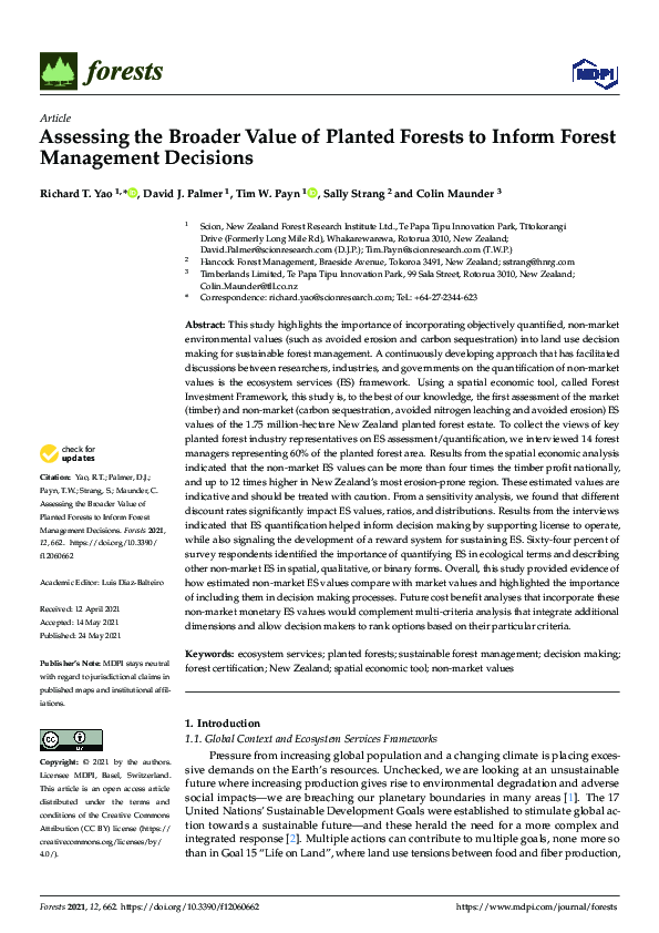 (PDF) Assessing the Broader Value of Planted Forests to Inform Forest ...