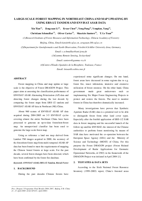 (PDF) Large-Scale Forest Mapping in Northeast China and Map Updating by ...