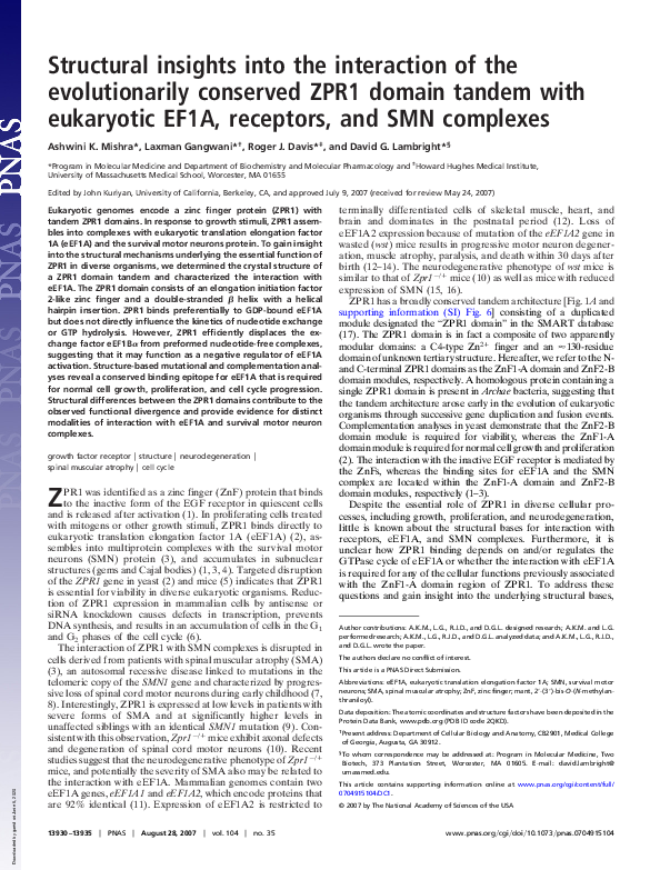 (PDF) Structural insights into the interaction of the evolutionarily ...