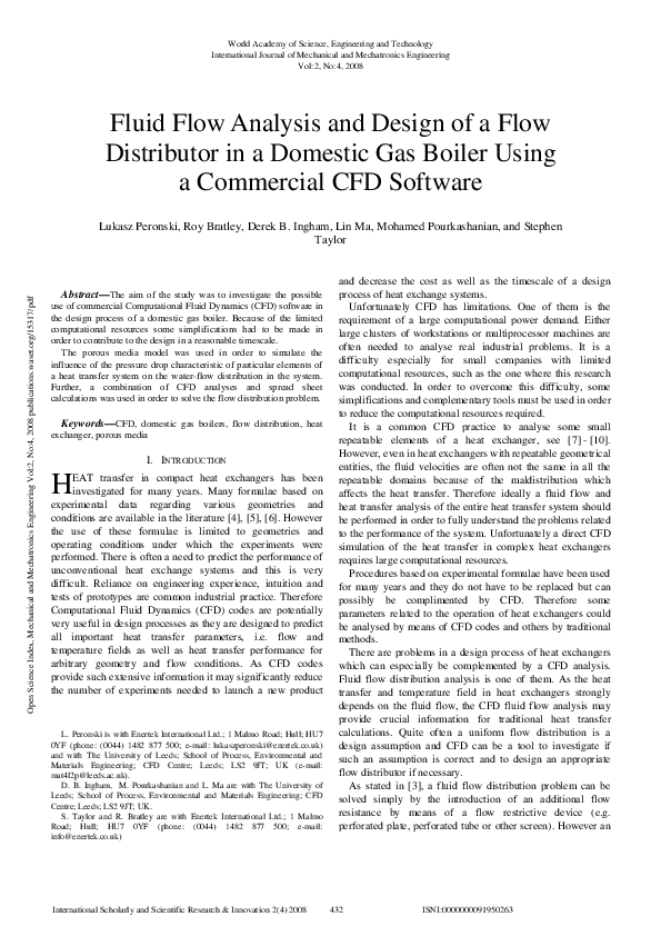 (PDF) Fluid Flow Analysis and Design of a Flow Distributor in a ...