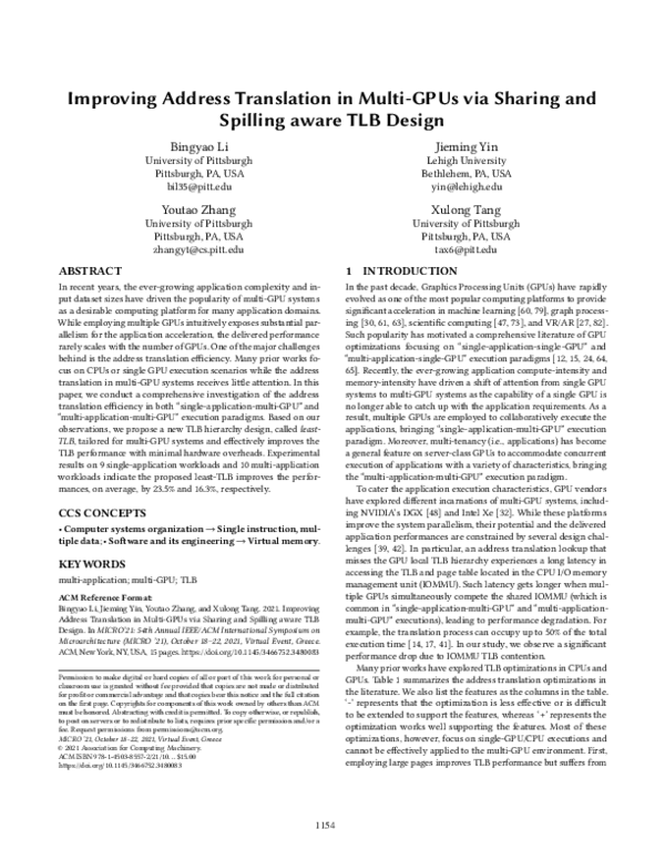 (PDF) Improving Address Translation in Multi-GPUs via Sharing and ...