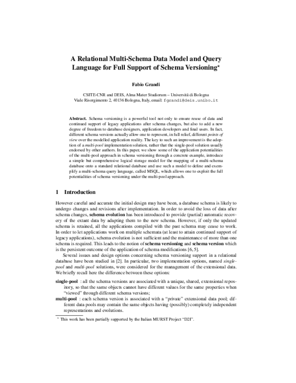 (PDF) A Relational Multi-Schema Data Model and Query Language for Full ...