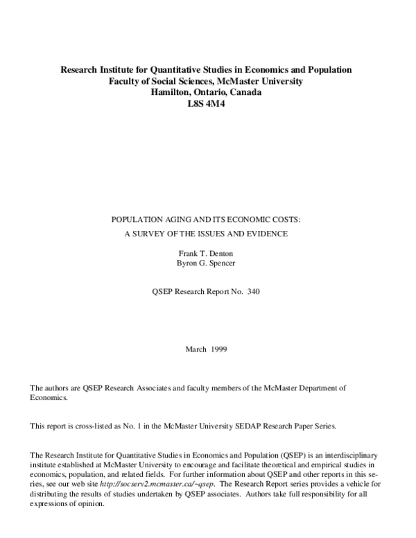 (PDF) Population Aging and Its Costs: A Survey of the Issues and ...