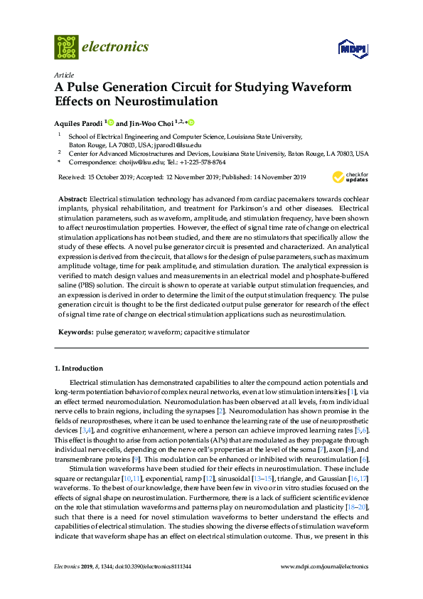 (PDF) A Pulse Generation Circuit for Studying Waveform Effects on ...
