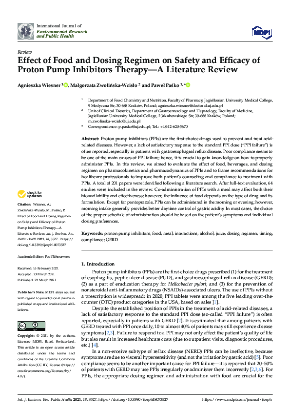 (PDF) Effect of Food and Dosing Regimen on Safety and Efficacy of ...