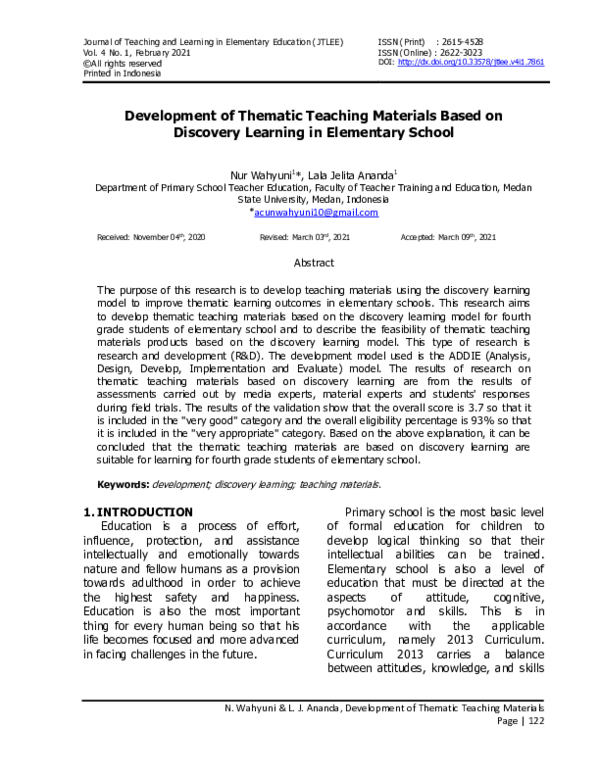(PDF) Development of Thematic Teaching Materials Based on Discovery ...