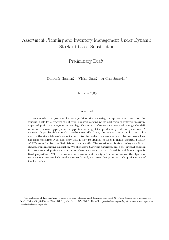 (PDF) Assortment planning and inventory management under dynamic ...