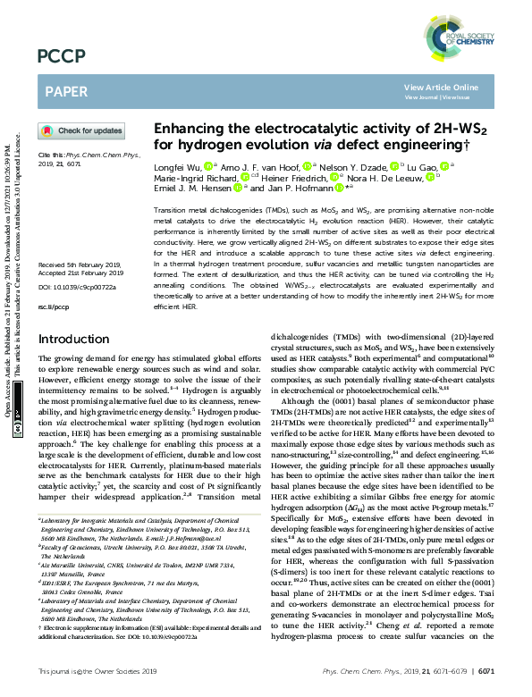 (PDF) Enhancing the Electrocatalytic Activity of 2H-WS2 for Hydrogen ...