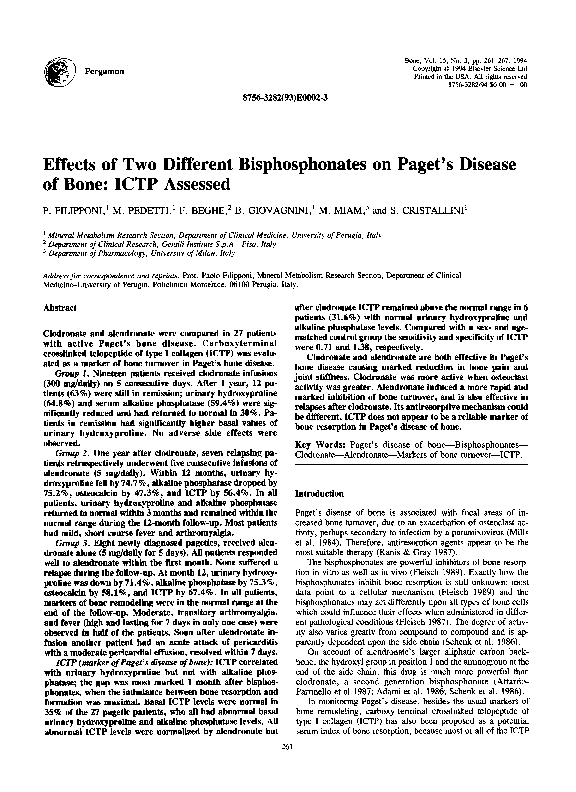 (PDF) Effects of two different bisphosphonates on Paget's disease of ...