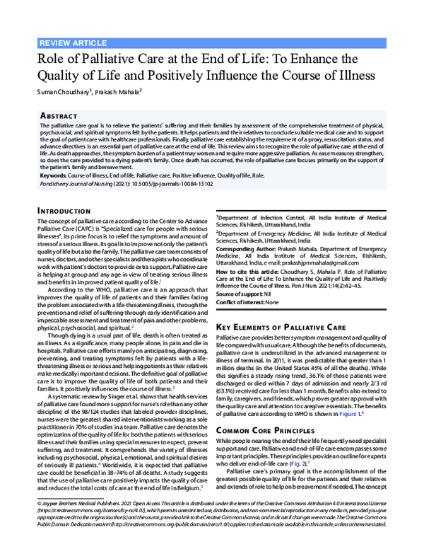 (PDF) Role of Palliative Care at the End of Life: To Enhance the ...