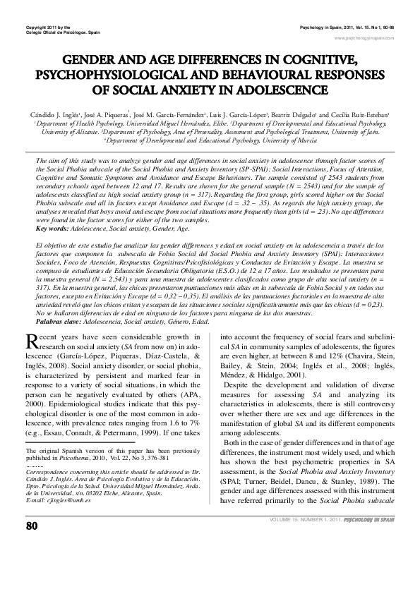 (PDF) [Gender and age differences in the cognitive, psychophysiological ...